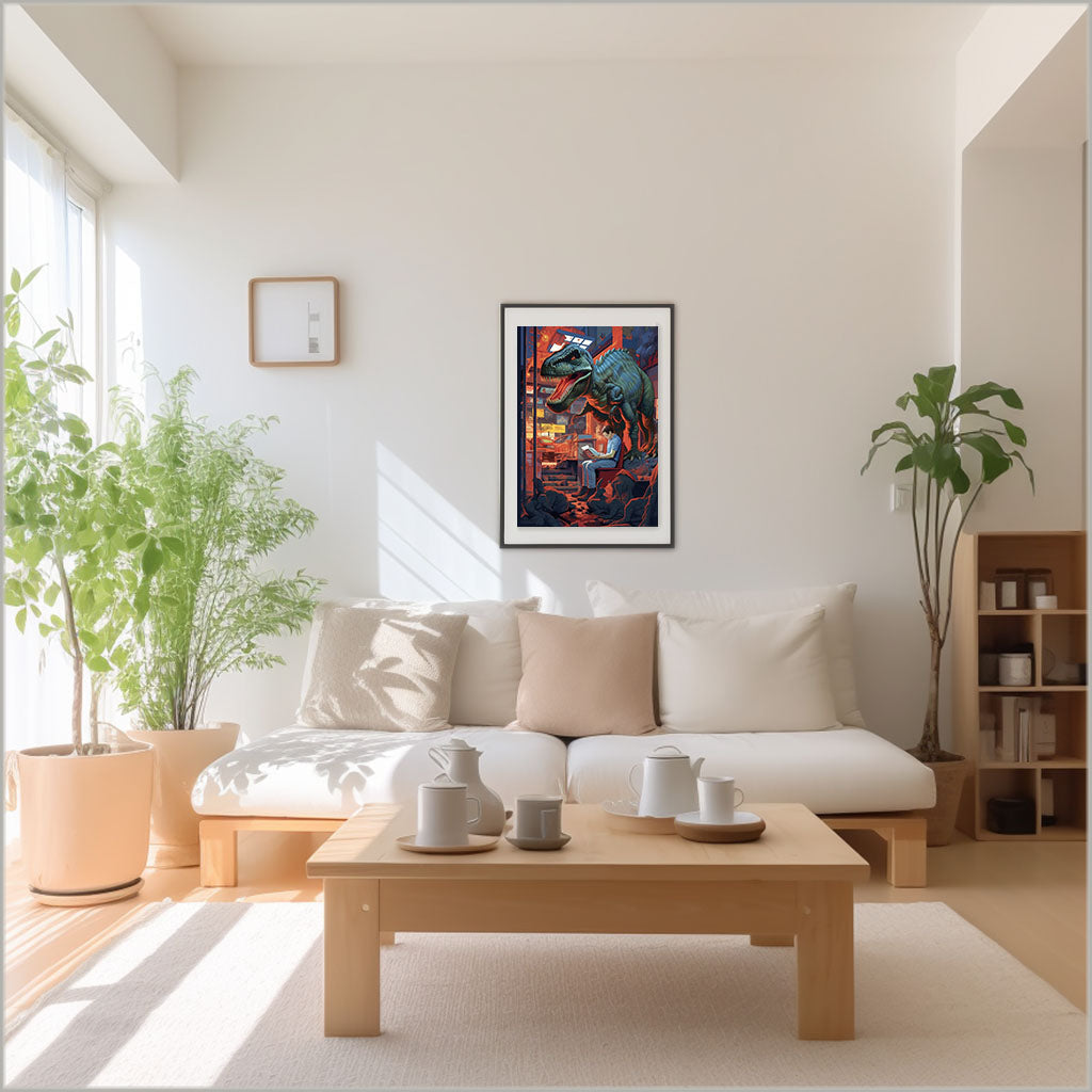 恐竜のアートポスターリビング配置イメージ