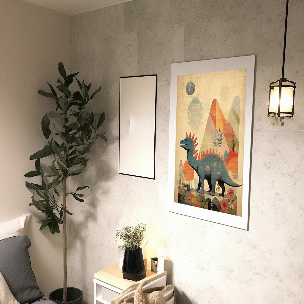 恐竜のアートポスター廊下配置イメージ