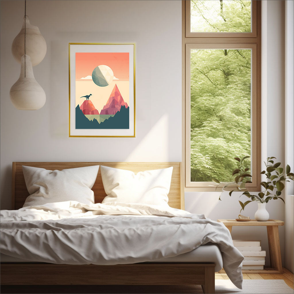 恐竜のアートポスター寝室配置イメージ