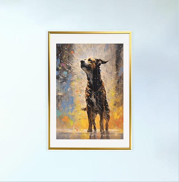 犬のアートポスター金フレームあり