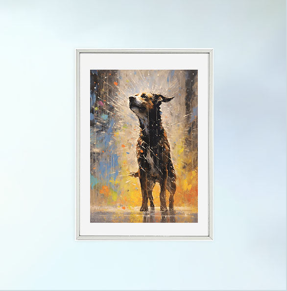 犬のアートポスター銀フレームあり