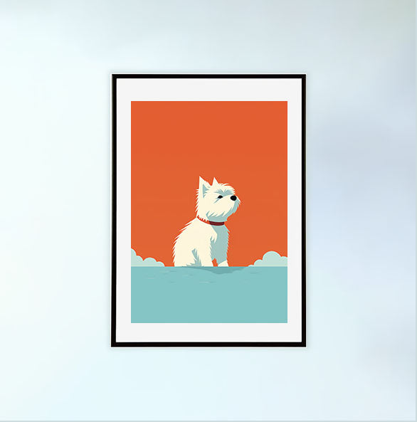 犬のアートポスター黒フレームあり