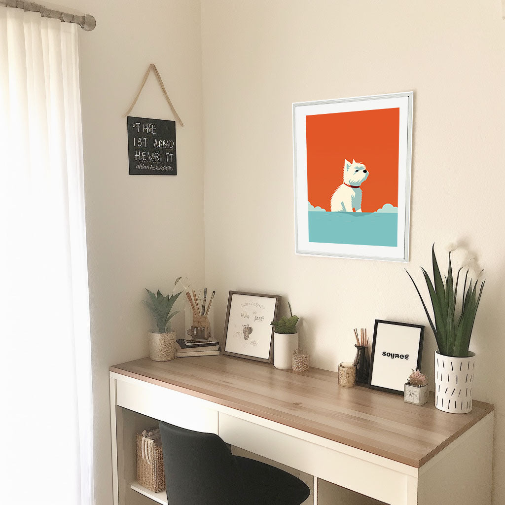 犬のアートポスター机配置イメージ