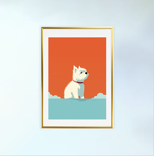 犬のアートポスター金フレームあり