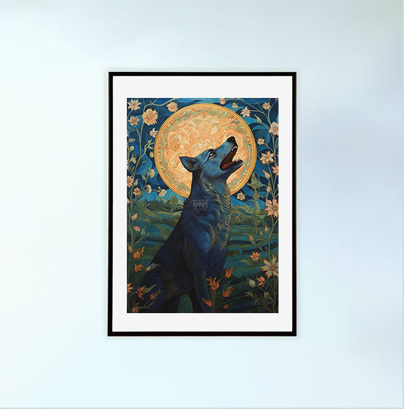 犬のアートポスター黒フレームあり