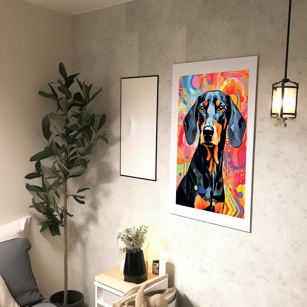 犬のアートポスター廊下配置イメージ