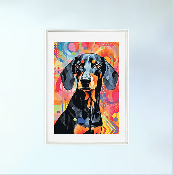 犬のアートポスター銀フレームあり