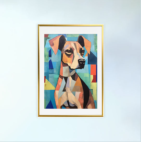 犬のアートポスター金フレームあり