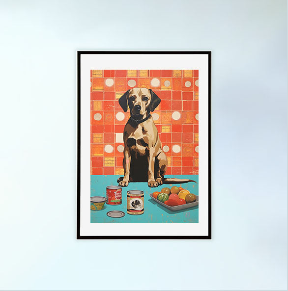犬のアートポスター黒フレームあり