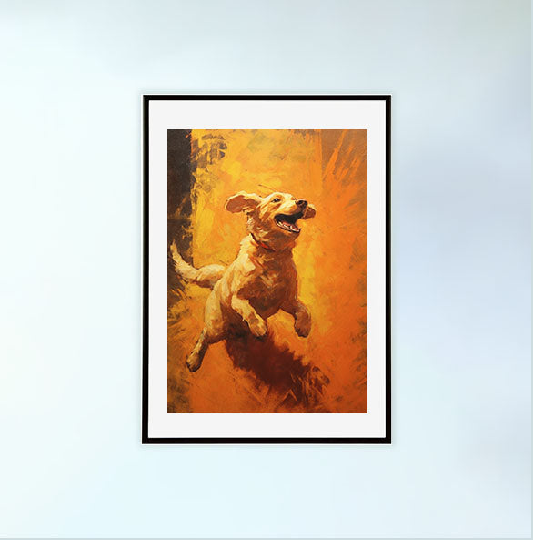 犬のアートポスター黒フレームあり