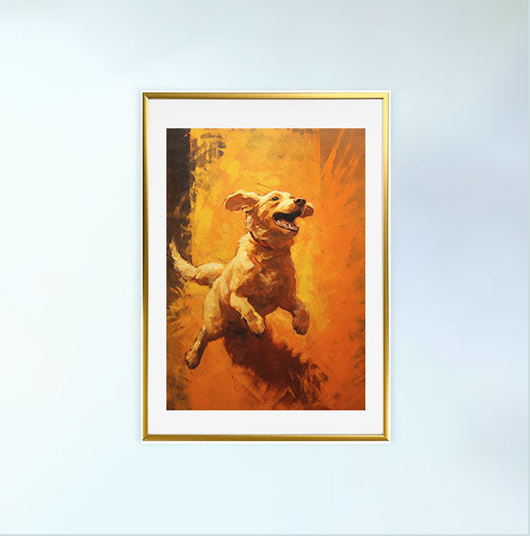 犬のアートポスター金フレームあり