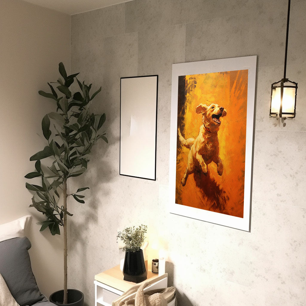 犬のアートポスター廊下配置イメージ