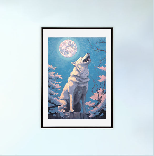 犬のアートポスター黒フレームあり