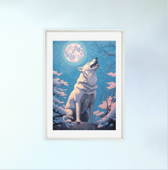 犬のアートポスター白フレームあり