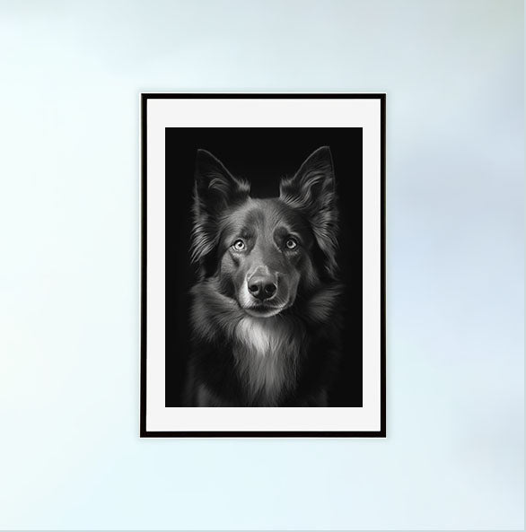 犬のアートポスター黒フレームあり