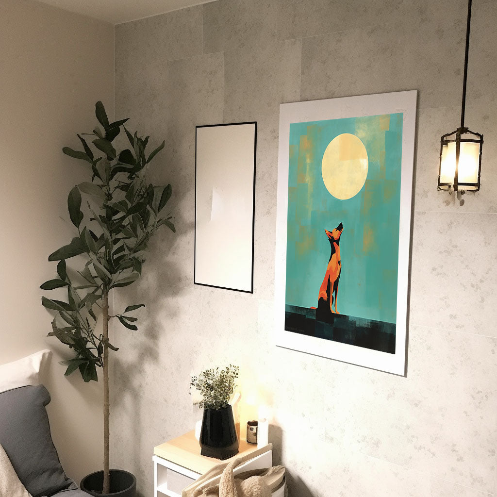 犬のアートポスター廊下配置イメージ