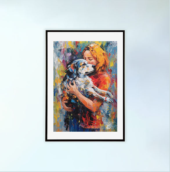 犬のアートポスター黒フレームあり