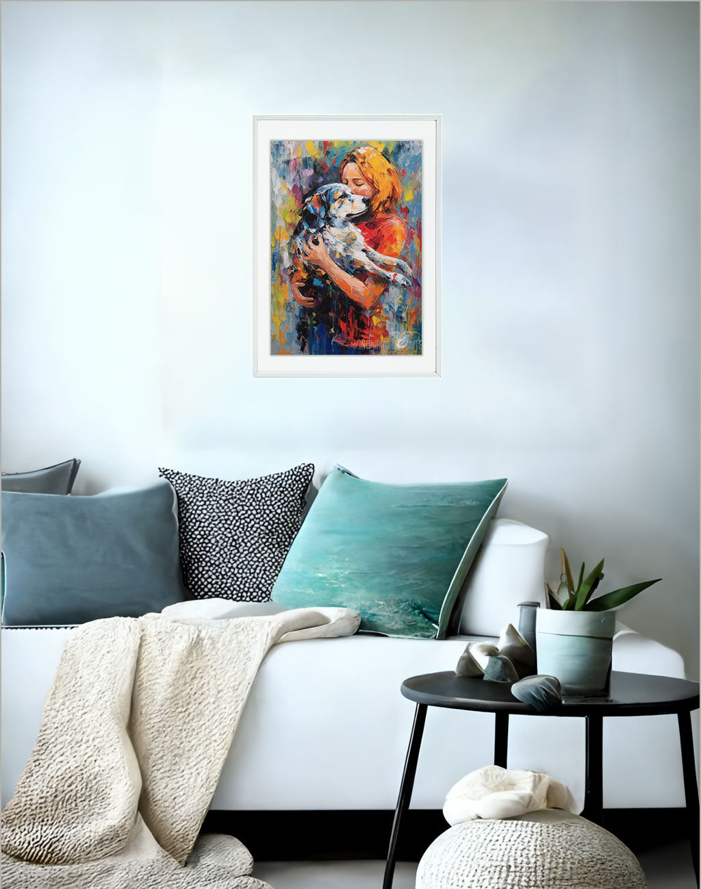 犬のアートポスターソファ配置イメージ