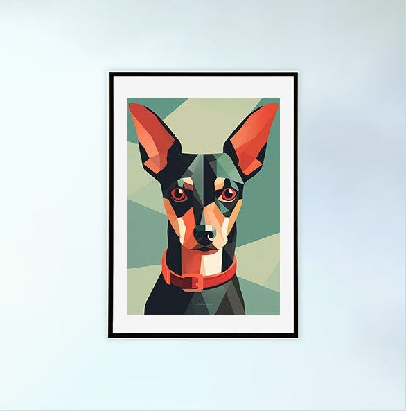 犬のアートポスター黒フレームあり