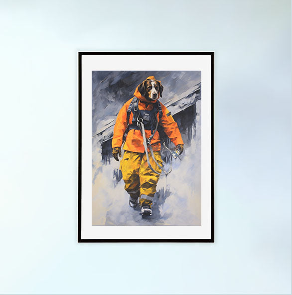 犬のアートポスター黒フレームあり