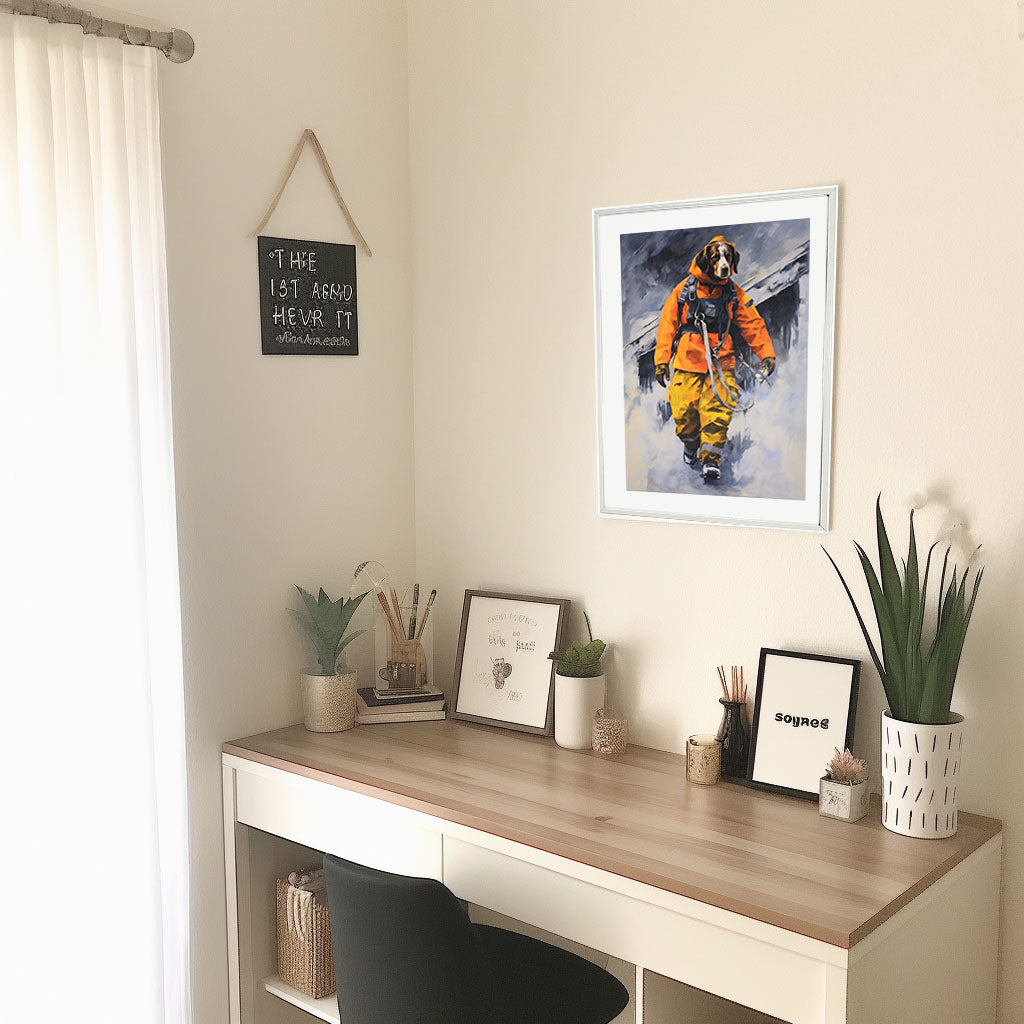 犬のアートポスター机配置イメージ