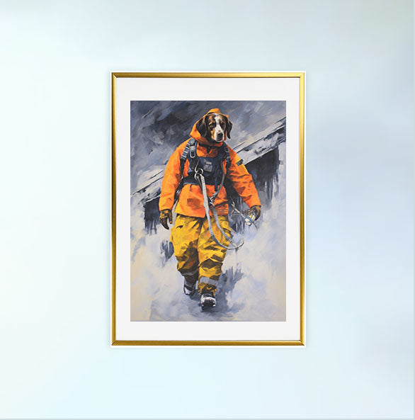 犬のアートポスター金フレームあり