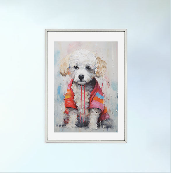 犬のアートポスター銀フレームあり