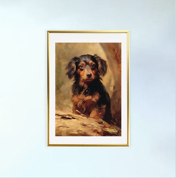 犬のアートポスター金フレームあり