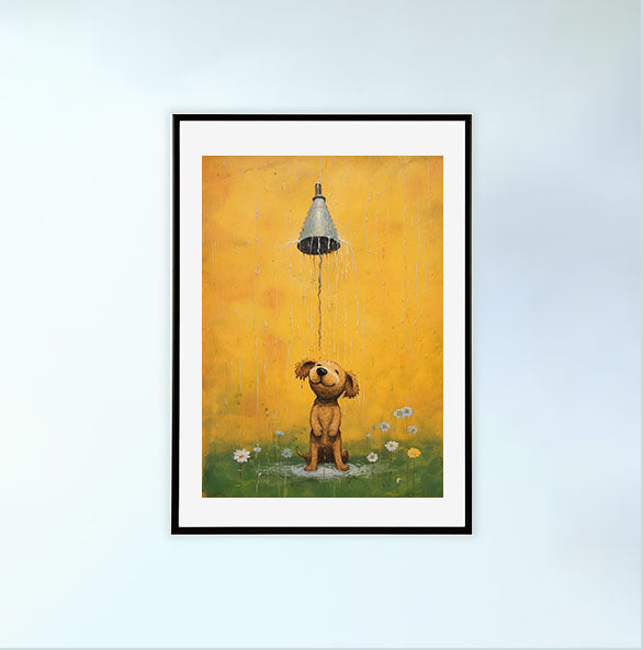 犬のアートポスター黒フレームあり