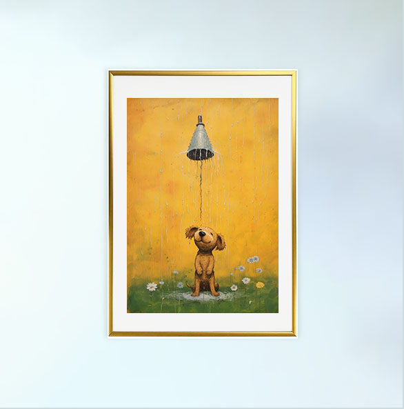 犬のアートポスター金フレームあり