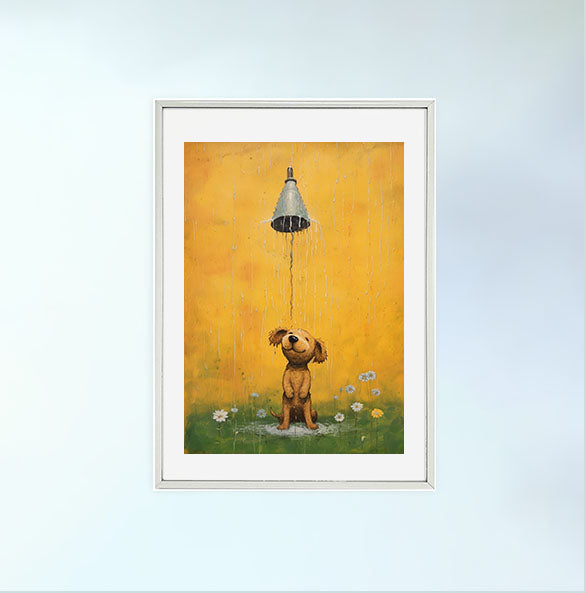 犬のアートポスター銀フレームあり