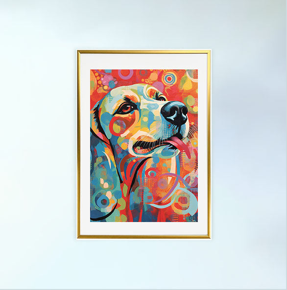 犬のアートポスター金フレームあり