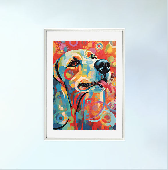 犬のアートポスター銀フレームあり