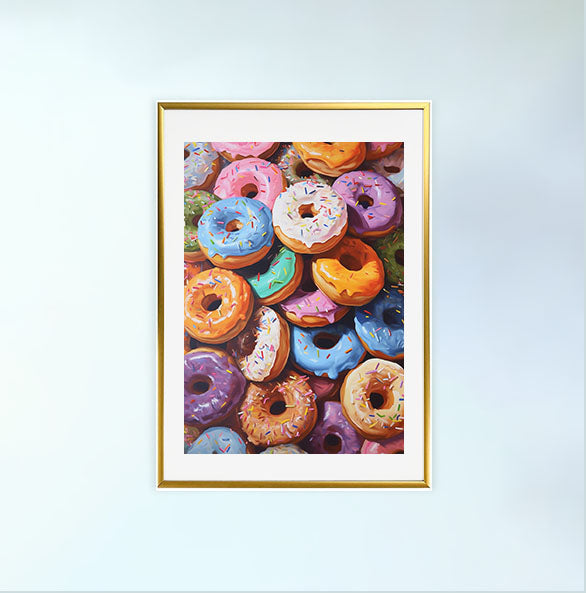 ドーナツのアートポスター金フレームあり