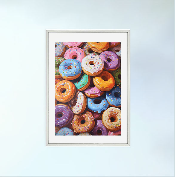 ドーナツのアートポスター銀フレームあり