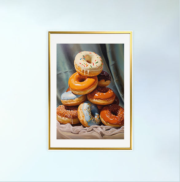 ドーナツのアートポスター金フレームあり