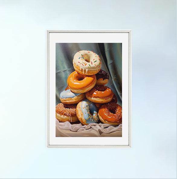 ドーナツのアートポスター銀フレームあり