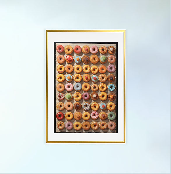 ドーナツのアートポスター金フレームあり