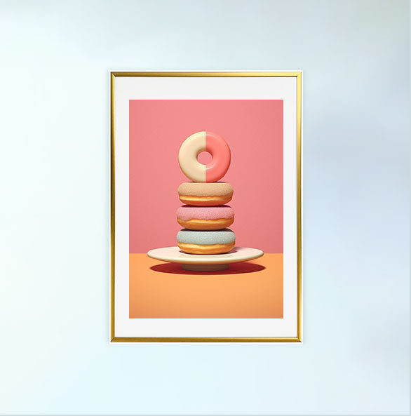 ドーナツのアートポスター金フレームあり