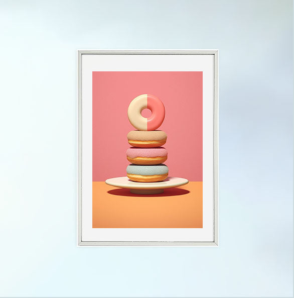 ドーナツのアートポスター銀フレームあり