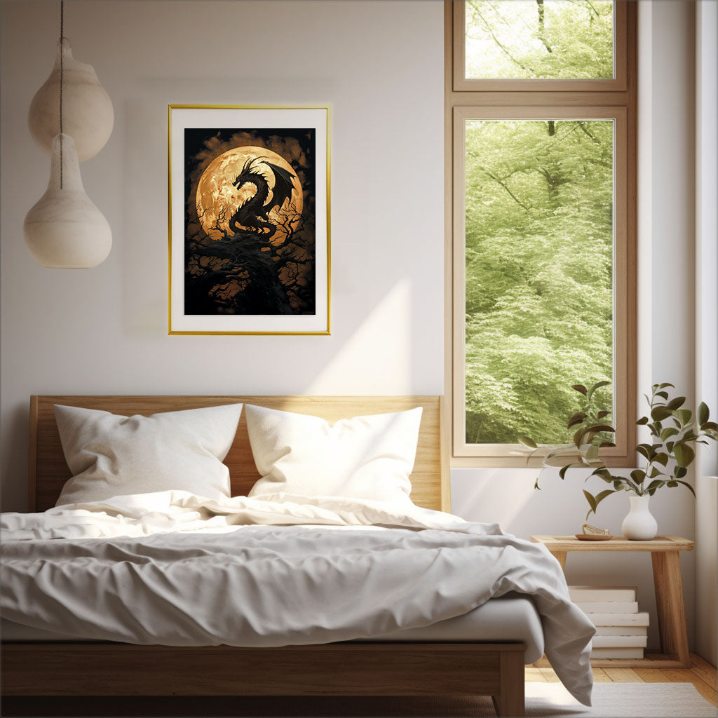 龍のアートポスター寝室配置イメージ