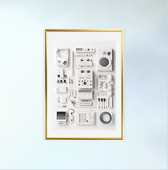 電子機器のアートポスター金フレームあり