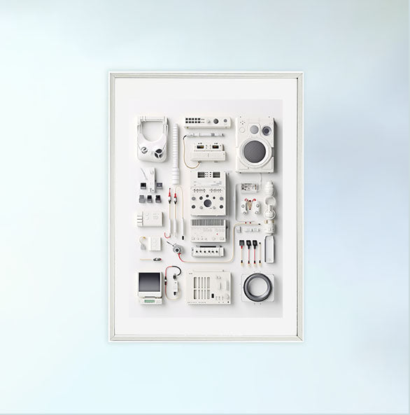 電子機器のアートポスター白フレームあり