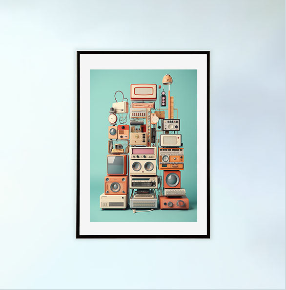 電子機器のアートポスター黒フレームあり