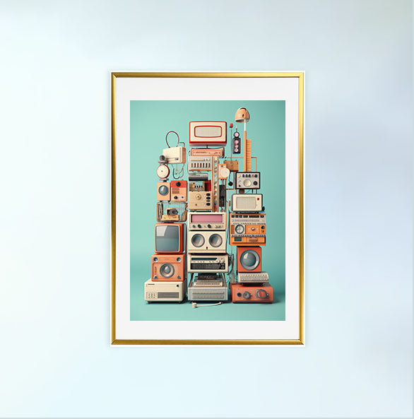 電子機器のアートポスター金フレームあり