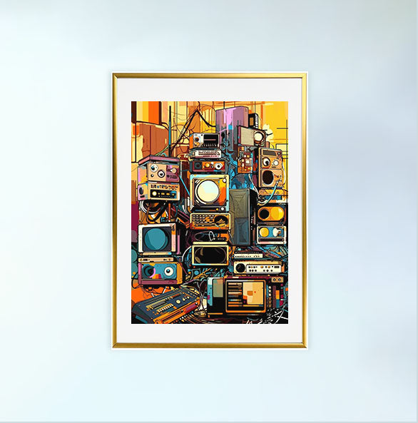 電子機器のアートポスター金フレームあり