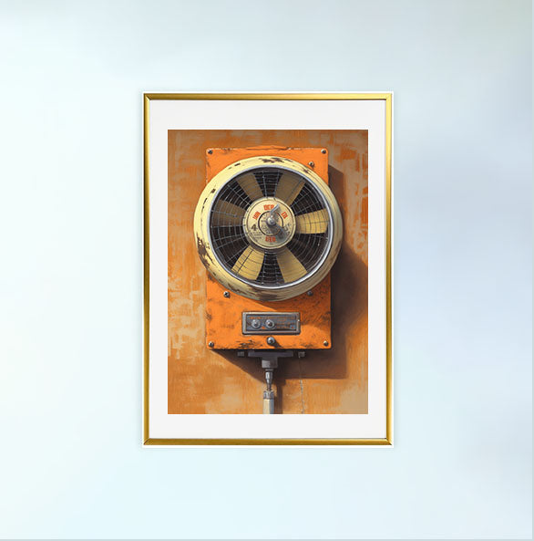 扇風機のアートポスター金フレームあり