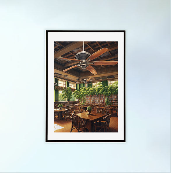 扇風機のアートポスター黒フレームあり