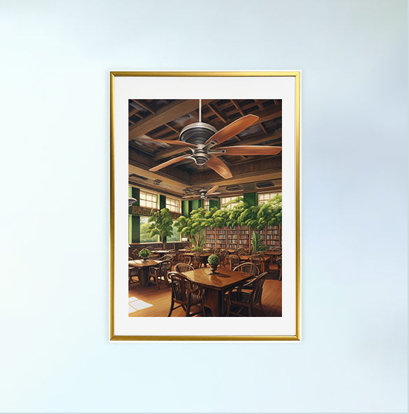 扇風機のアートポスター金フレームあり