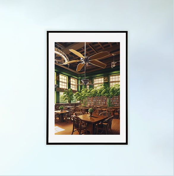 扇風機のアートポスター黒フレームあり